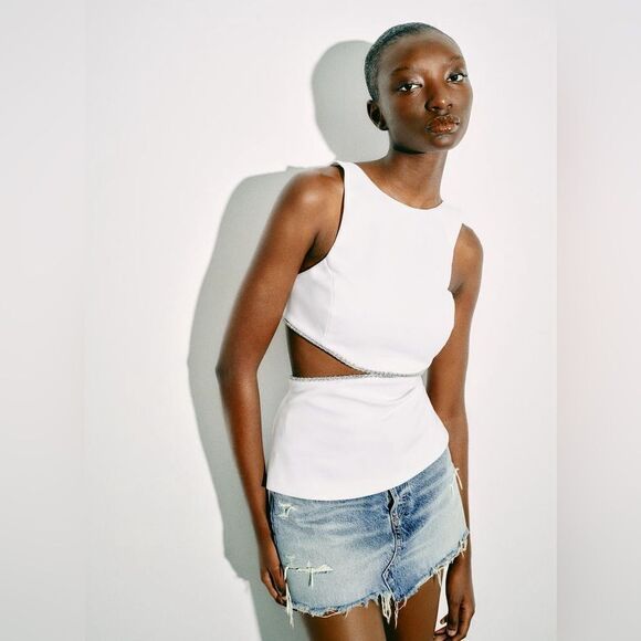 ZARA JEWEL CUT OUT TOP - Picture 6 of 12